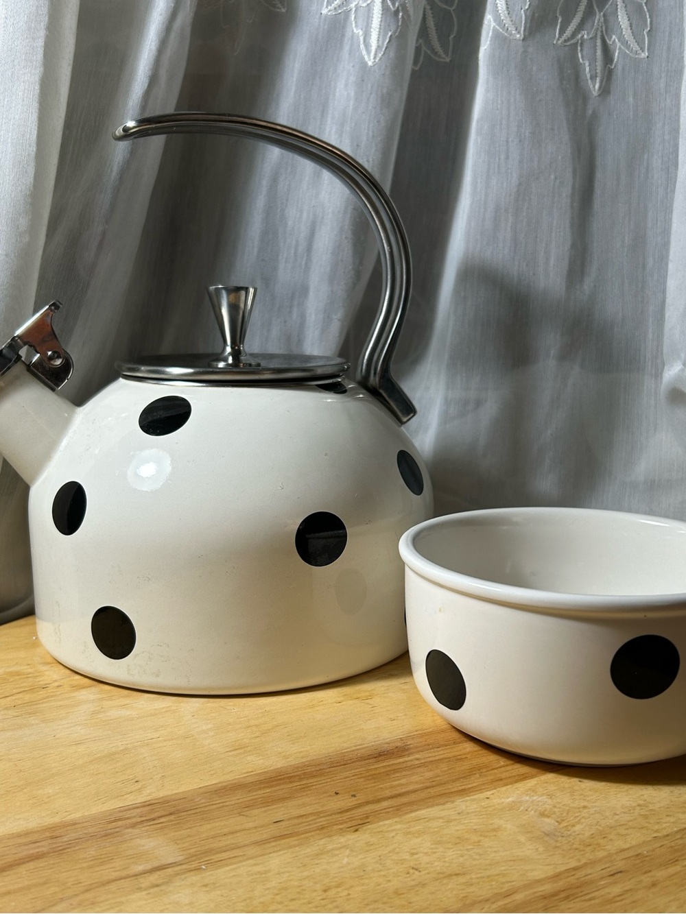 Kate Spade Lenox Deco Dot Tea Kettle & Matching Covered Bowl